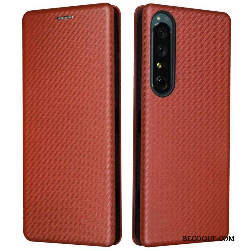 Flip Cover Sony Xperia 1 IV Texture Fibre Carbone