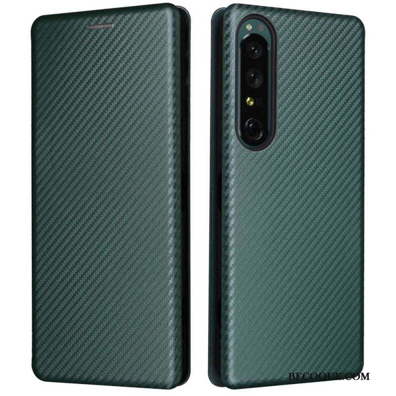 Flip Cover Sony Xperia 1 IV Texture Fibre Carbone