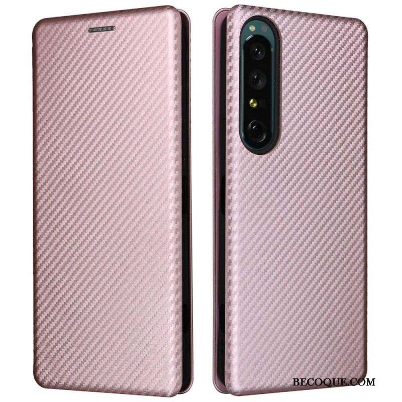 Flip Cover Sony Xperia 1 IV Texture Fibre Carbone