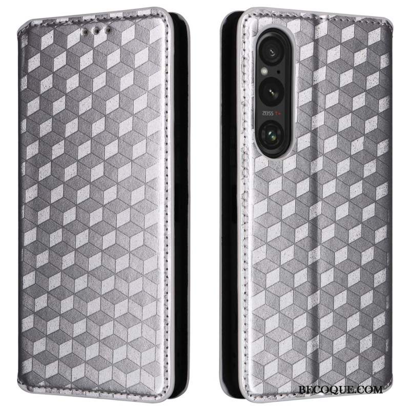 Flip Cover Sony Xperia 1 VI Motif Losanges 3D