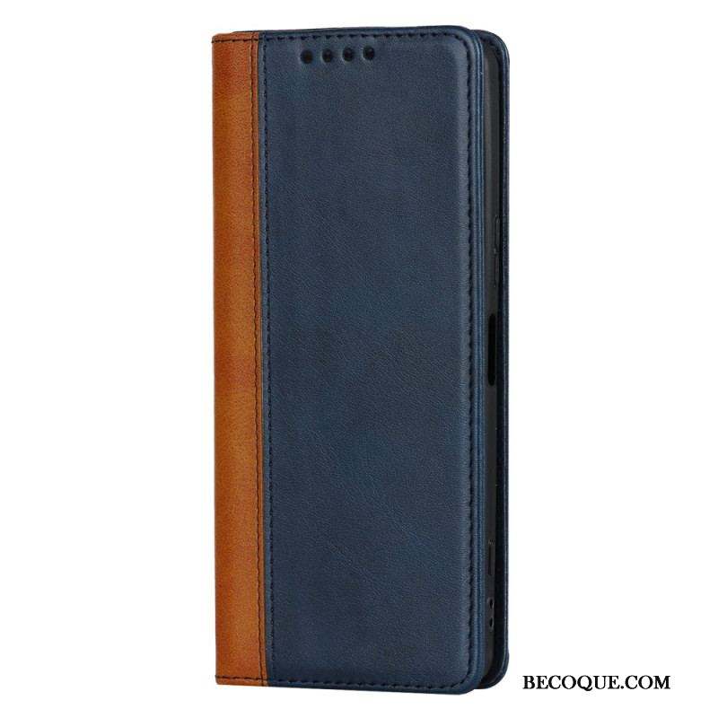 Flip Cover Sony Xperia 5 IV Bicolore Effet Cuir