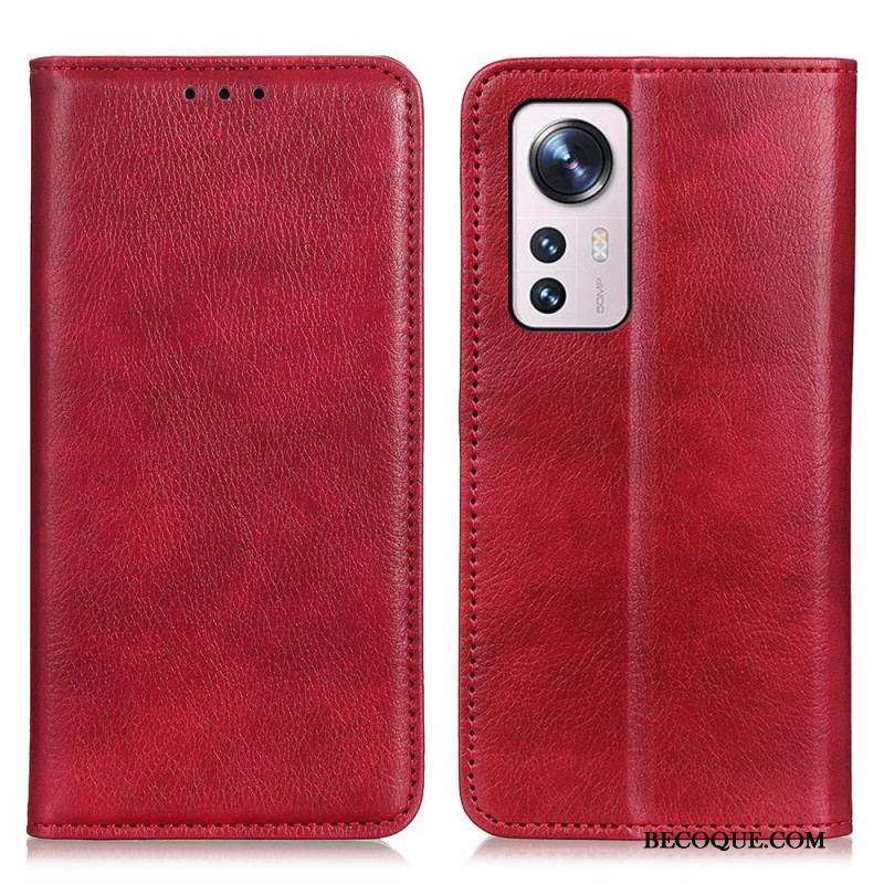 Flip Cover  Xiaomi 12 / 12X Cuir Litchi Fendu Texture