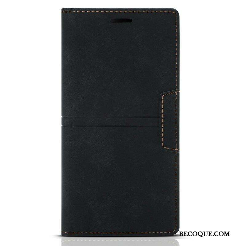 Flip Cover iPhone 13 Pro Style Cuir Couture Fermoir Magnétique