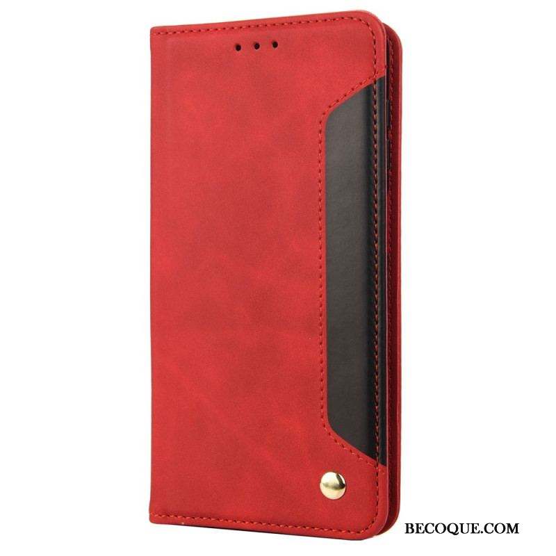 Flip Cover iPhone 14 Bicolore avec Rivet