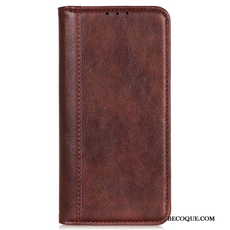 Flip Cover iPhone 14 Cuir Fendu Stylé