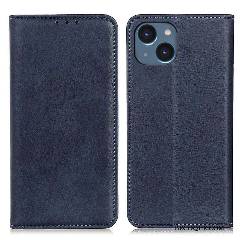 Flip Cover iPhone 14 Plus Cuir Fendu Mat