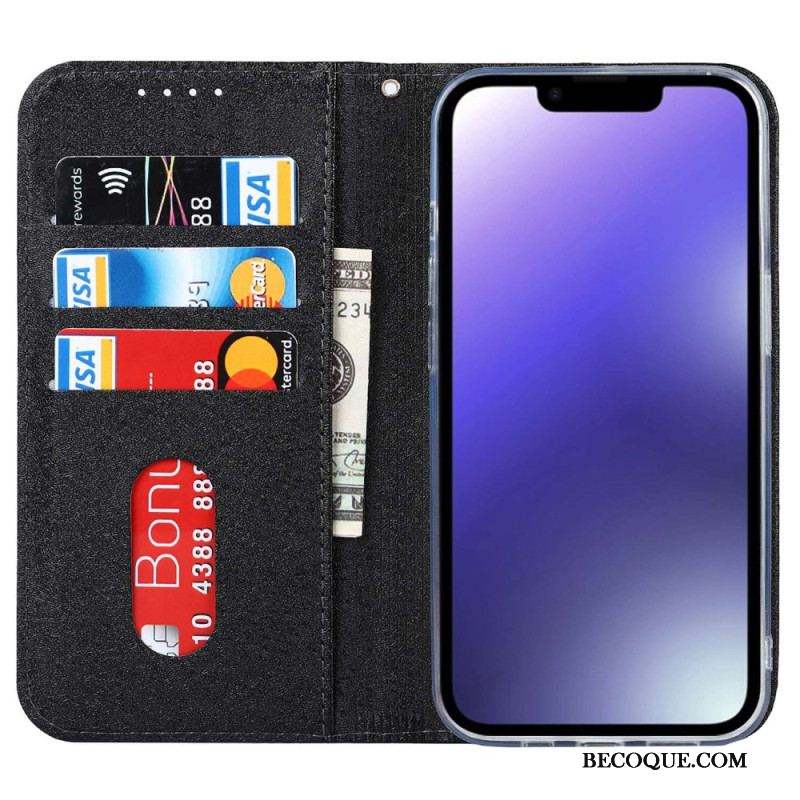 Flip Cover iPhone 14 Plus Style Cuir Douceur avec Lanière