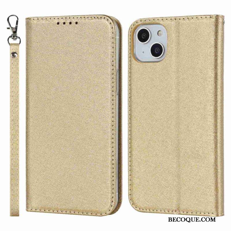 Flip Cover iPhone 14 Plus Style Cuir Douceur avec Lanière