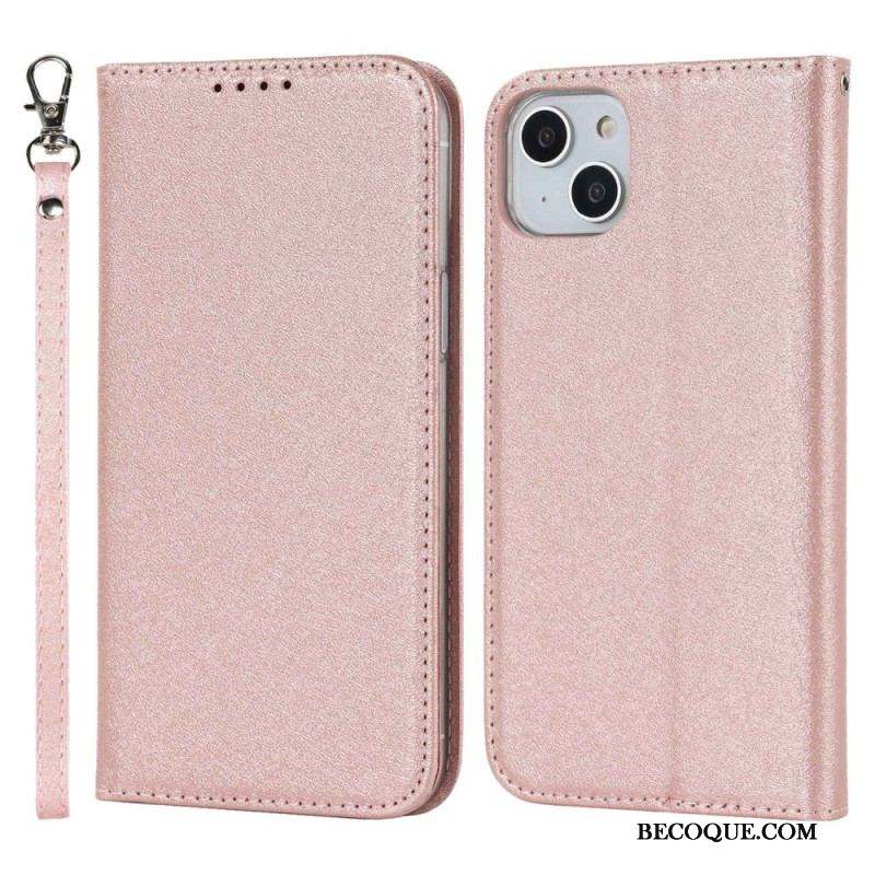 Flip Cover iPhone 14 Plus Style Cuir Douceur avec Lanière