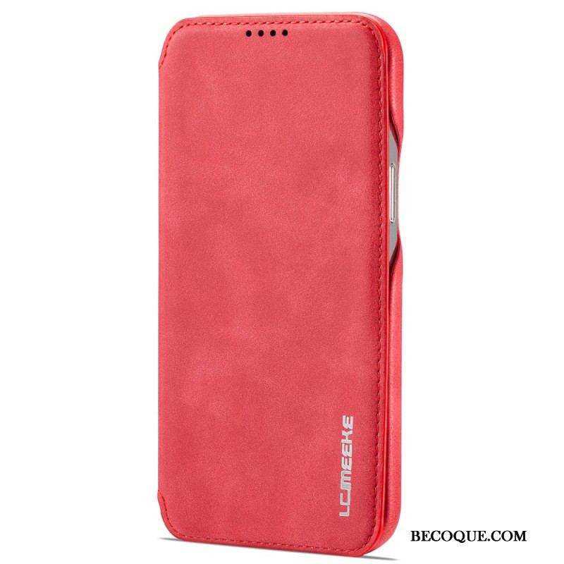 Flip Cover iPhone 14 Pro Max LC.IMEEKE Effet Cuir