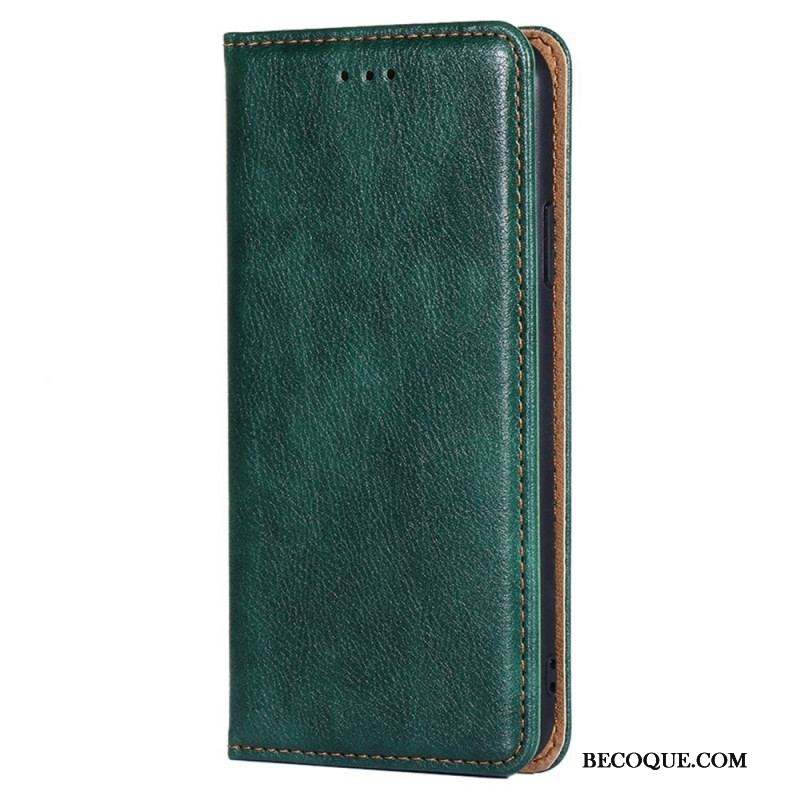 Flip Cover iPhone 14 Simili Cuir Coutures