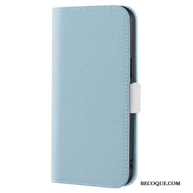 Flip Cover iPhone 14 Simili Cuir Litchi