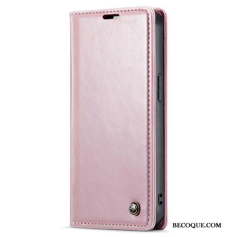 Flip Cover iPhone 15 Plus Simili Cuir Ciré CASEME