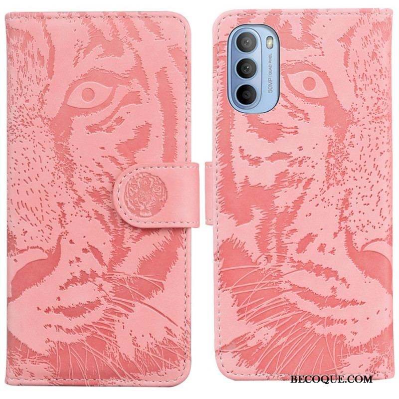 Housse Moto G41 / G31 Empreinte Face de Tigre