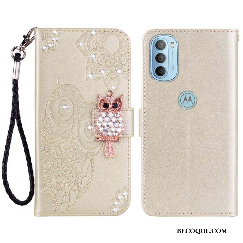 Housse Moto G41 / G31 Hibou Mandala et Breloque