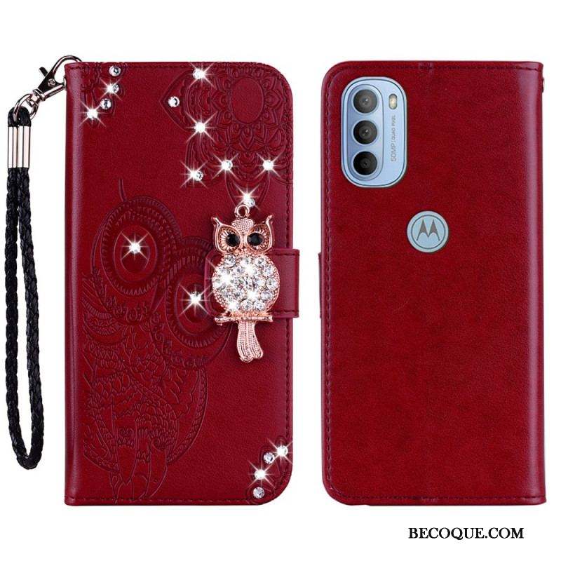 Housse Moto G41 / G31 Hibou Mandala et Breloque