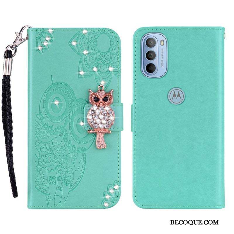 Housse Moto G41 / G31 Hibou Mandala et Breloque