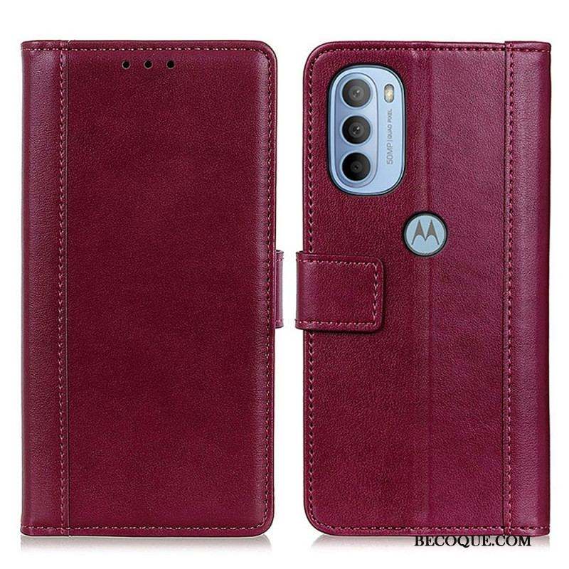 Housse Moto G41 / G31 Version Cuir Fendu