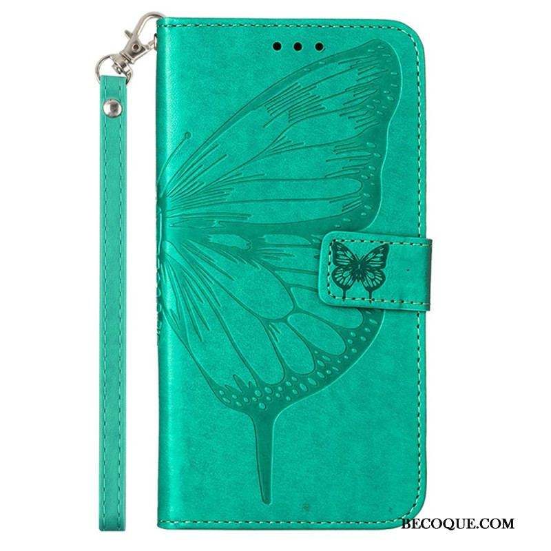 Housse Moto G73 5G Papillon Floral à Lanière