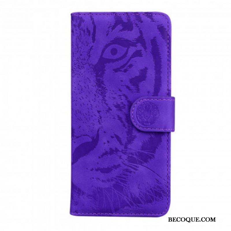 Housse Motorola Edge 20 Lite Empreinte Face de Tigre