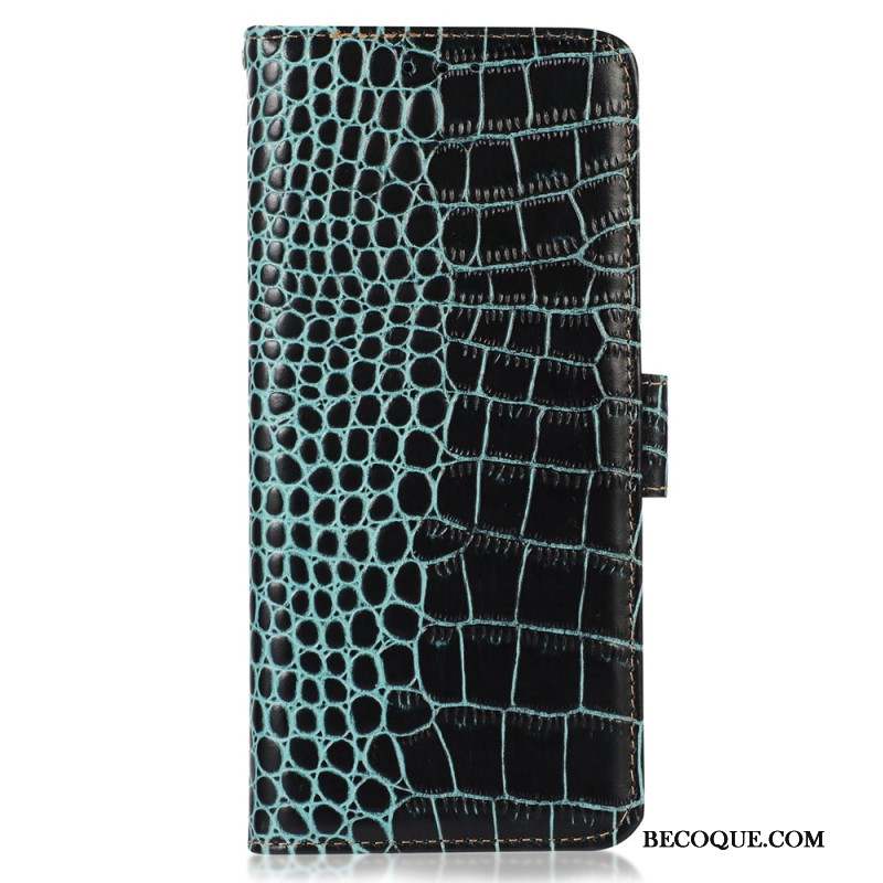 Housse Motorola Edge 50 Neo Cuir Texture Crocodile