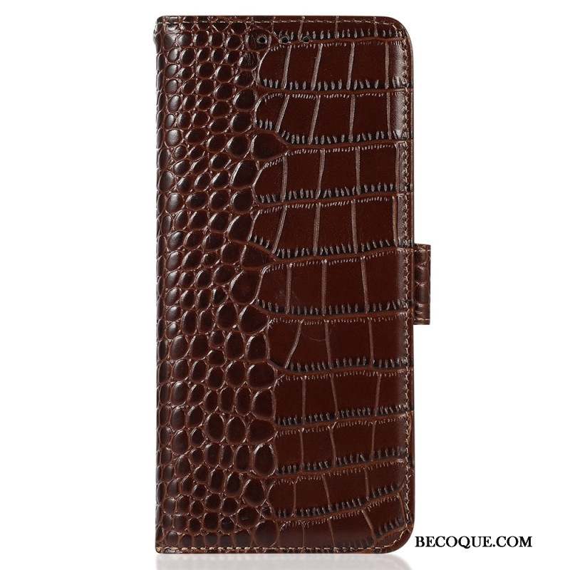 Housse Motorola Edge 50 Neo Cuir Texture Crocodile