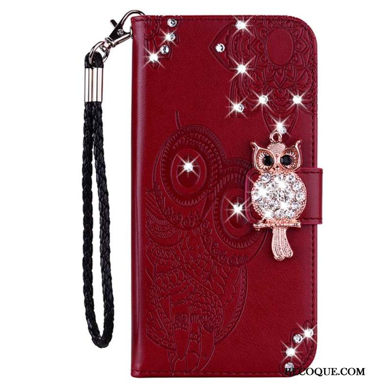 Housse Samsung Galaxy A15 Hibou Mandala et Breloque