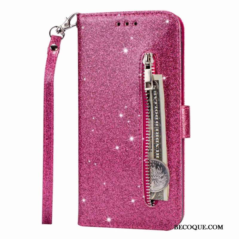 Housse Samsung Galaxy A15 Paillettes Porte-Monnaie Frontal