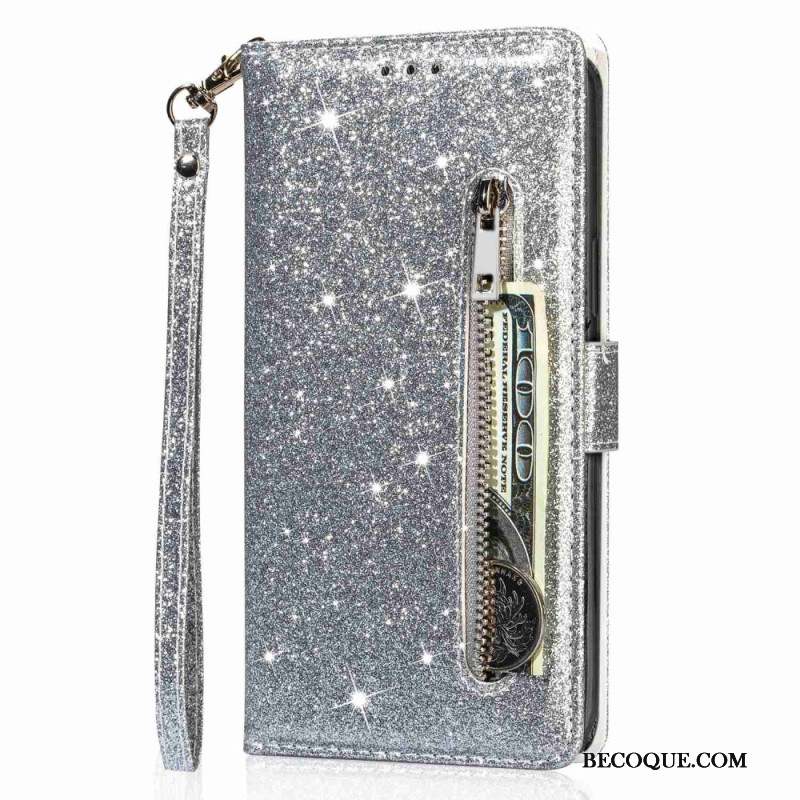 Housse Samsung Galaxy A15 Paillettes Porte-Monnaie Frontal