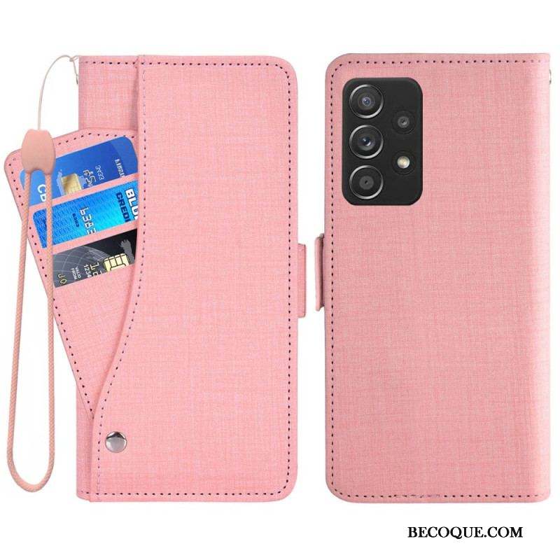 Housse Samsung Galaxy A53 5G Jeans avec Porte-Cartes Rotatif