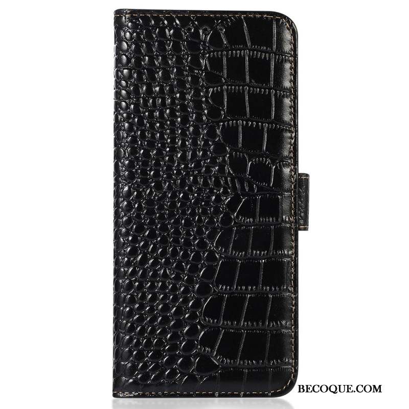 Housse Samsung Galaxy A55 5G Style Crocodile avec Blocage RFID