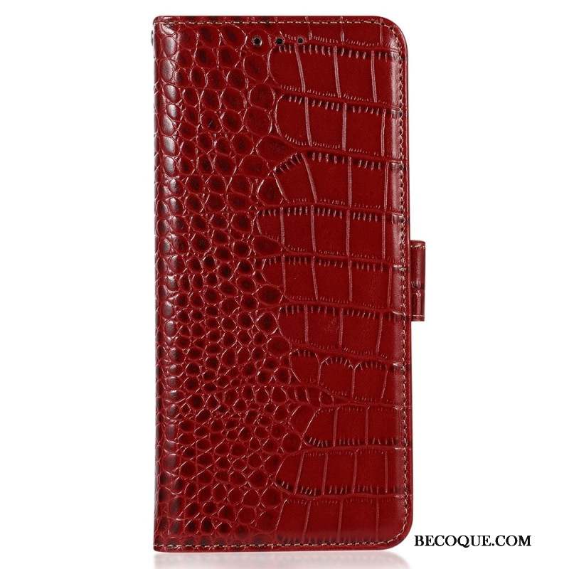 Housse Samsung Galaxy A55 5G Style Crocodile avec Blocage RFID