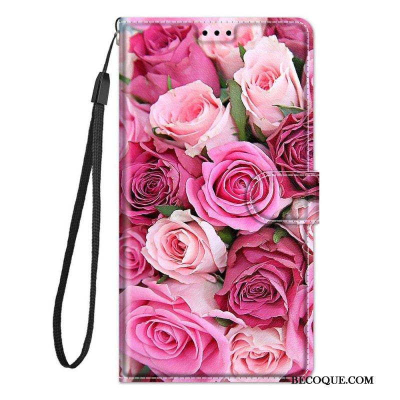 Housse Samsung Galaxy M23 5G Roses avec Lanière