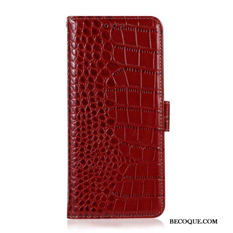 Housse Samsung Galaxy M23 5G Véritable cuir Style Crocodile