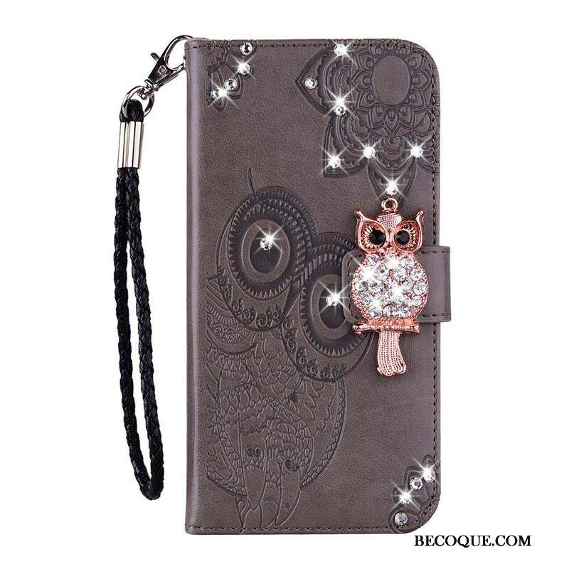 Housse Samsung Galaxy S21 5G Hibou Mandala et Breloque