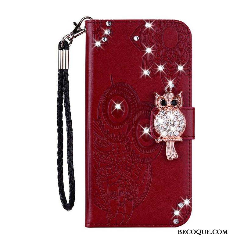 Housse Samsung Galaxy S21 5G Hibou Mandala et Breloque