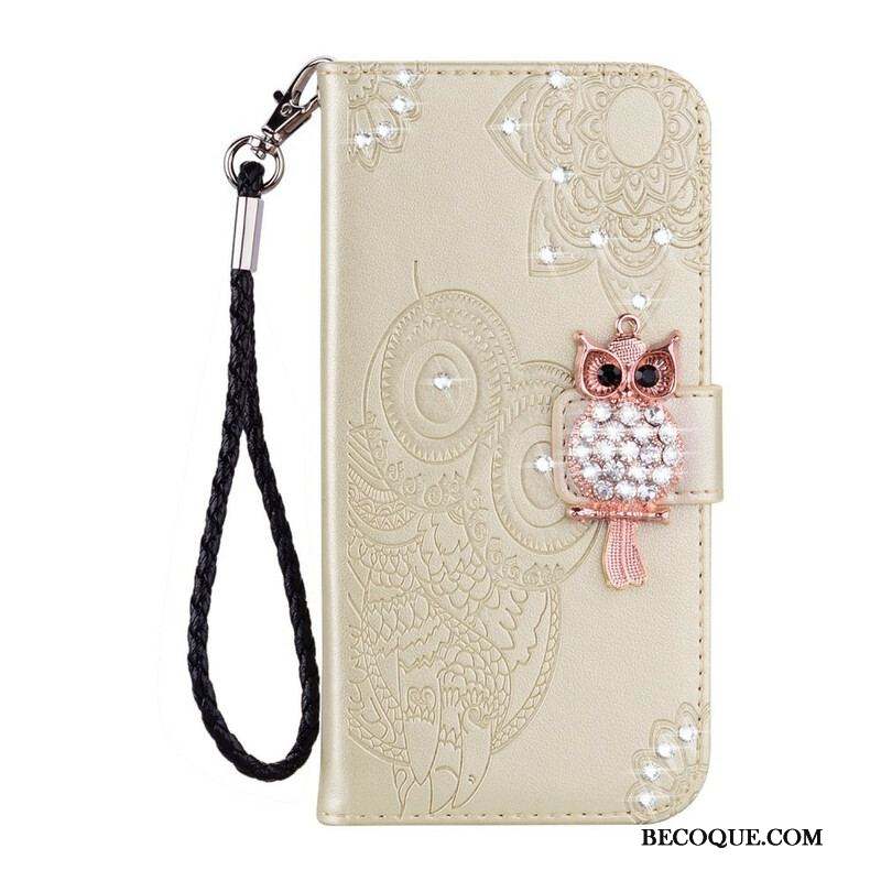 Housse Samsung Galaxy S21 5G Hibou Mandala et Breloque