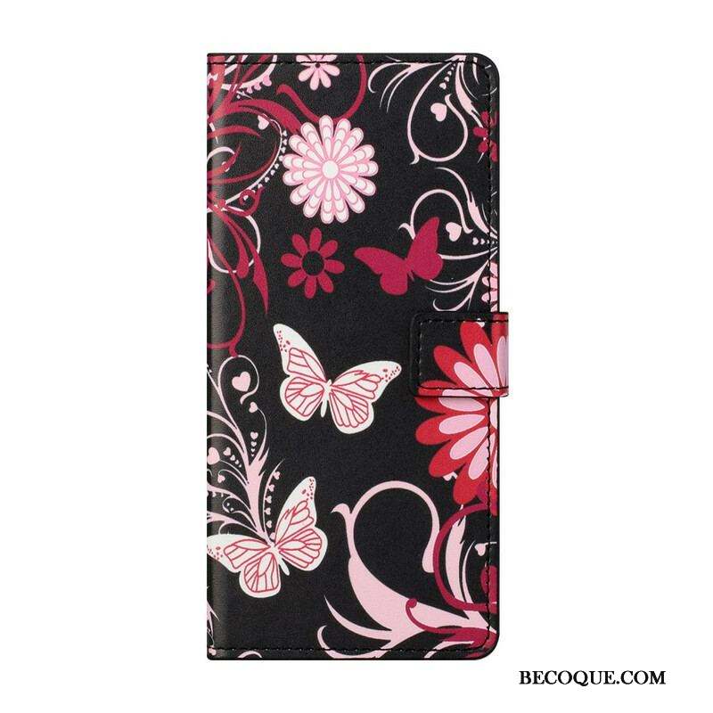 Housse Samsung Galaxy S21 5G Papillons et Fleurs