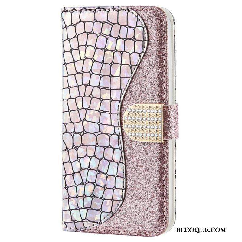 Housse Samsung Galaxy S22 Ultra 5G Croco Diamants