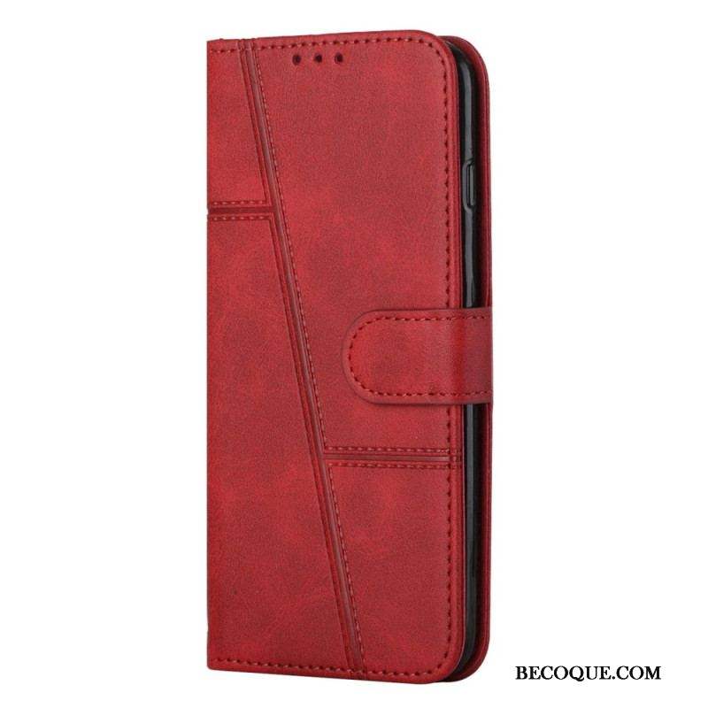 Housse Samsung Galaxy S23 5G Style Cuir Géométrique à Lanière