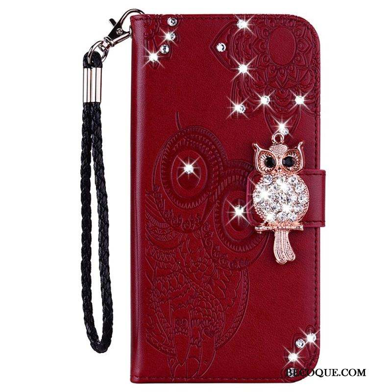 Housse Samsung Galaxy S23 Ultra 5G Hibou Mandala et Breloque