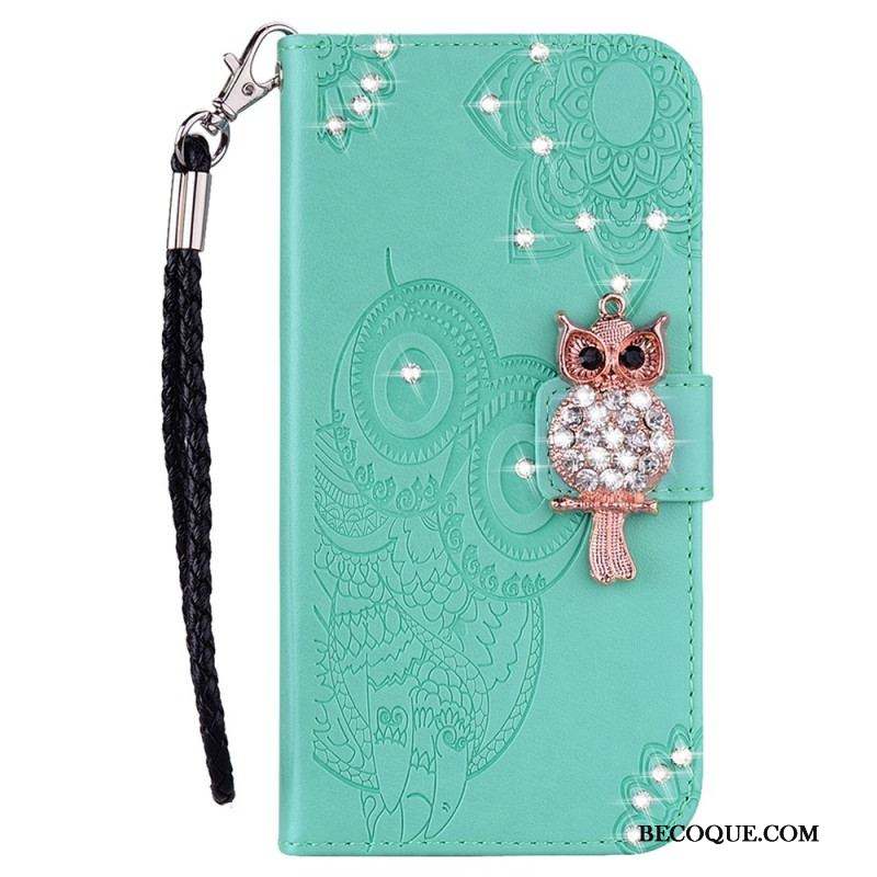 Housse Samsung Galaxy S23 Ultra 5G Hibou Mandala et Breloque