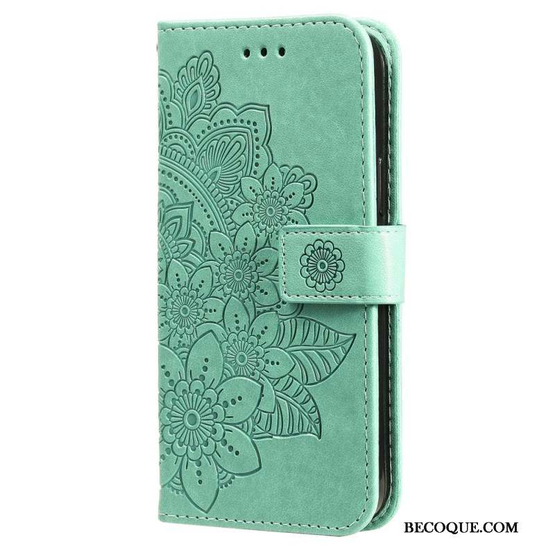 Housse Samsung Galaxy S24 5G Mandala Floral avec Lanière