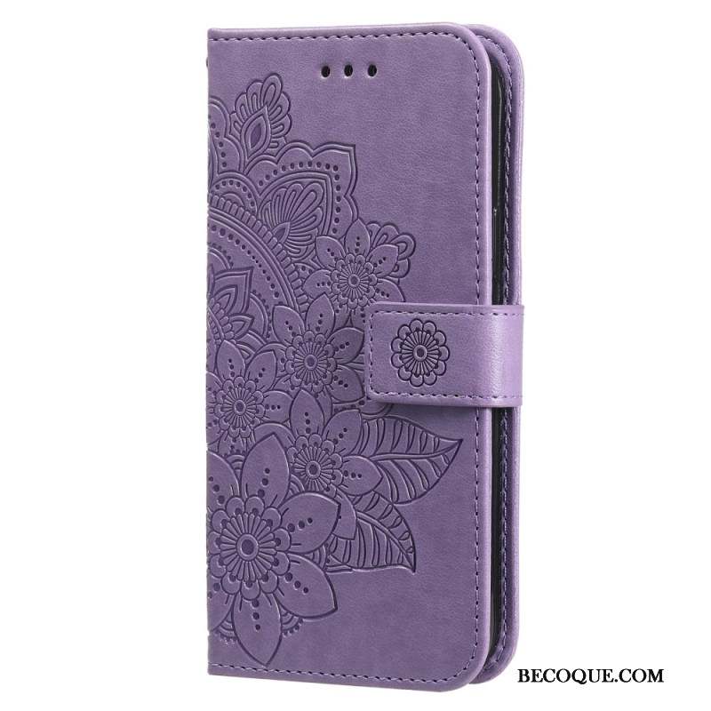 Housse Samsung Galaxy S24 5G Mandala Floral avec Lanière