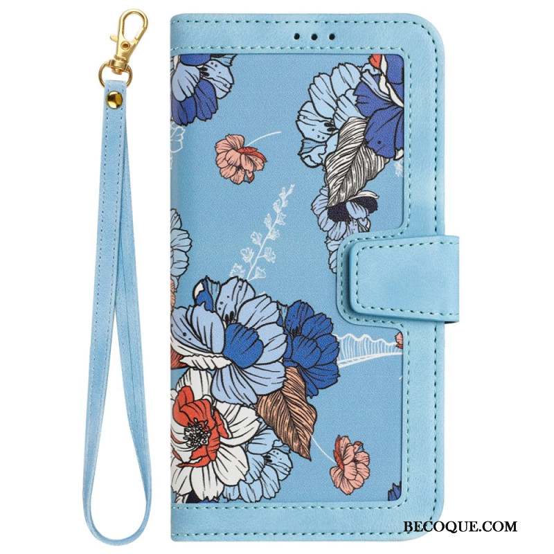 Housse Samsung Galaxy S24 5G Motif Floral Artistique à Lanière