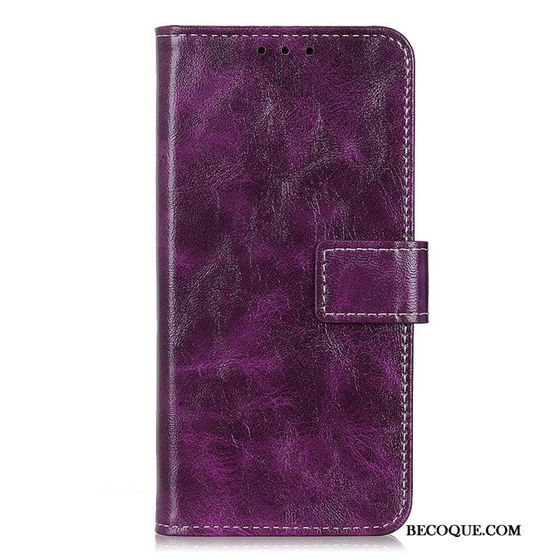 Housse Samsung Galaxy S24 5G Simili Cuir Vernie Coutures Apparentes