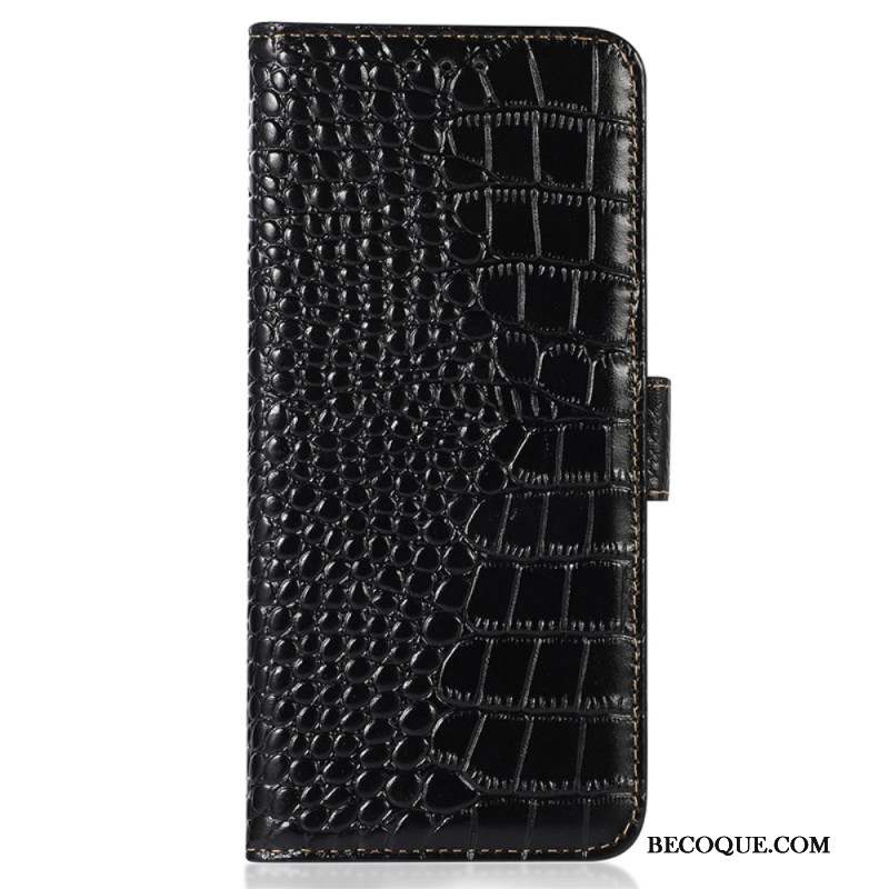 Housse Samsung Galaxy S24 Ultra 5G Style Crocodile avec Technologie de Blocage RFID