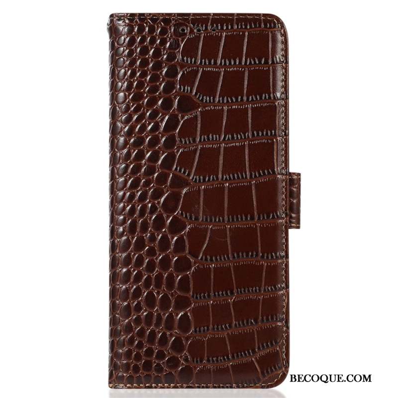 Housse Samsung Galaxy S24 Ultra 5G Style Crocodile avec Technologie de Blocage RFID