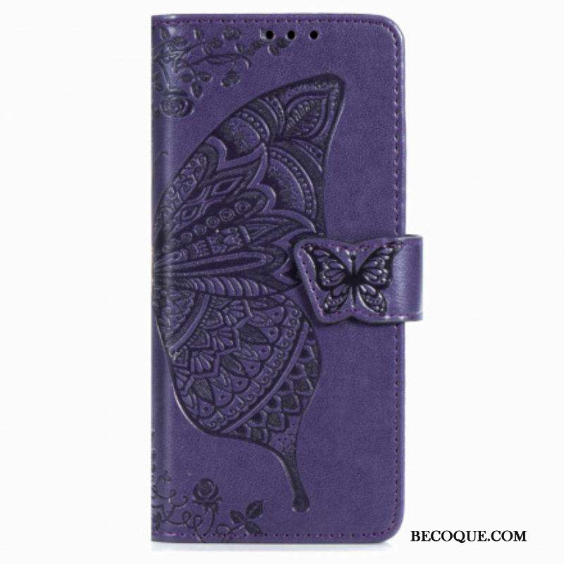 Housse Samsung Galaxy Z Fold 3 5G Papillon Design avec Lanière