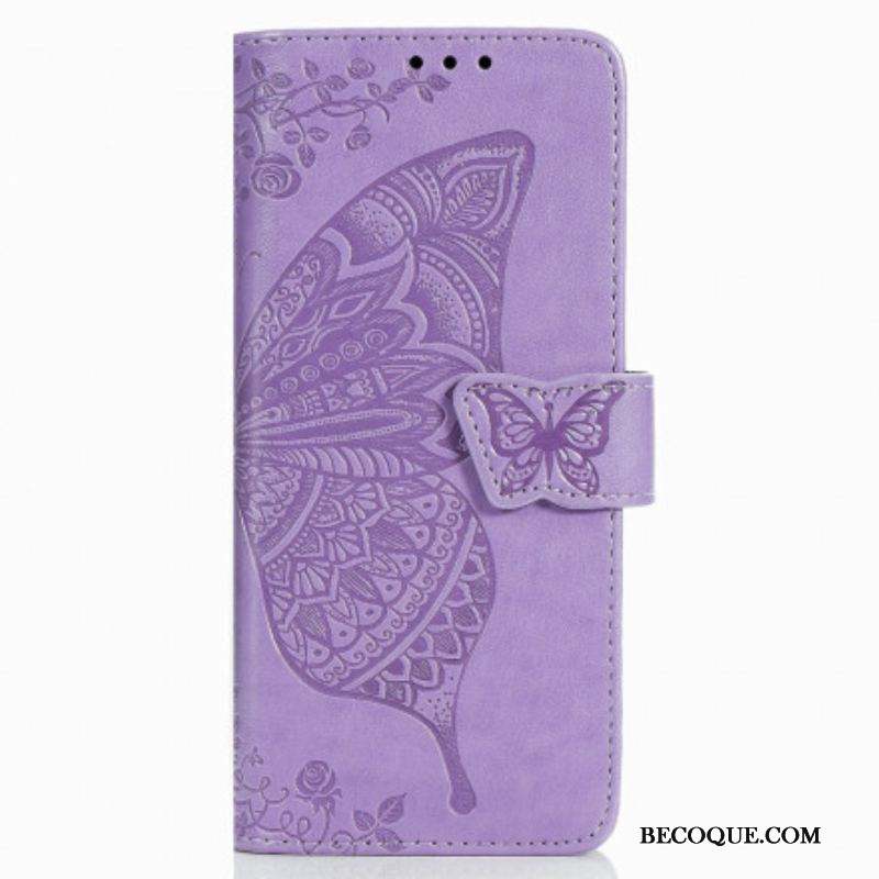 Housse Samsung Galaxy Z Fold 3 5G Papillon Design avec Lanière